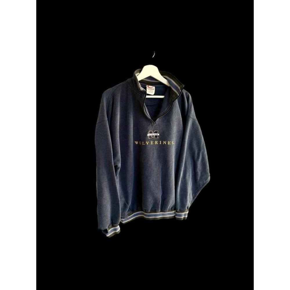 Vintage 90's Michigan Wolverines 1/4 Zipโ Fleece Pullover Mens XL